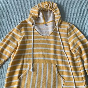 Yellow and white striped sweatshirt